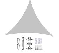 Voile d'ombrage triangulaire imperméable, 4 x 4 m, résistant au vent, protection UV, avec attaches, idéal pour pergola et terrasses, gris clair