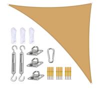 Voile d'ombrage Triangulaire imperméable 5 x 5 x 7,1 m, Protection UV 95% pour terrasse, Jardin, Piscine, avec Corde, Pare-Soleil Durable pour Jardin, Plage et terrasse