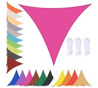 Voile d'ombrage triangulaire - Imperméable à 90 % - Protection UV - Pour jardin, balcon, terrasse, plage, piscine, arrière-cour, rouge rose, 5 x 5 x 5 m avec œillets