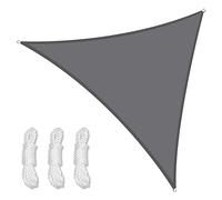 Voile d'ombrage triangulaire imperméable à 98 % contre les rayons UV pour extérieur, terrasse, jardin et cour, 3 x 3 x 3 m, gris, idéal pour la protection solaire et la relaxation en plein air.