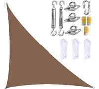 Voile d'ombrage triangulaire imperméable anti-UV avec kit de fixation, 3 cordes incluses, voiles de jardin à angle droit pour extérieur, terrasse, marron, 5 m x 7 m
