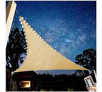 Voile d'ombrage triangulaire imperméable avec lumières LED, bloque 95 % des rayons UV, pour extérieur, terrasse et balcon, tissu Oxford beige, 6 x 6 x 6 m, parfait pour jardin et piscine.