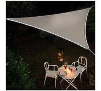 Voile d'ombrage triangulaire imperméable avec lumières LED - Bloque 95 % des rayons UV - Pour terrasse et balcon - 5 x 5 x 5 m - Gris - Protection solaire