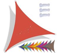 Voile d'ombrage triangulaire imperméable - Bloque 95 % des rayons UV - Angle droit - Pour extérieur, jardin, terrasse - Corde gratuite - 3 x 4 x 5 m - Rouge