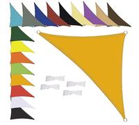 Voile d'ombrage triangulaire imperméable en polyester de qualité supérieure - Plusieurs longueurs et largeurs au choix - Avec cordes de fixation - 1,6 x 1,6 x 1,6 m - Jaune mangue