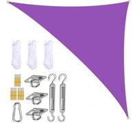 Voile d'ombrage triangulaire imperméable en polyester PES avec kit de fixation avec cordes, idéal pour terrasse, jardin, balcon, violet, 3 x 3 x 4 cm.
