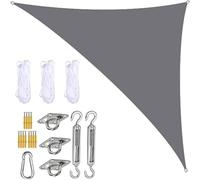 Voile d'ombrage triangulaire imperméable en polyester polyéthylène polyéthylène avec kit de fixation avec cordes, idéal pour terrasse, balcon, jardin - Gris - 6 x 6 x 6 m