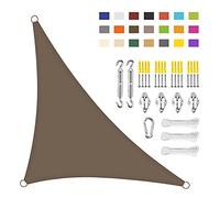 Voile d'ombrage triangulaire imperméable et anti-UV avec kit de fixation pour terrasse, jardin, camping, marron, 4 x 4 x 4 m