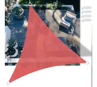 Voile d'ombrage triangulaire imperméable et coupe-vent en tissu imperméable et coupe-vent avec cordes de haubanage et cordes de haubanage pour jardin, balcon, terrasse (5 x 5 m) - Rouge