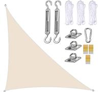 Voile d'ombrage triangulaire imperméable | Filet d'ombrage triangulaire - 3 x 4 x 5 m - Protection UV à 95 % - Pour le jardin, la terrasse en plein air (beige