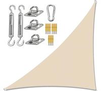 Voile d'ombrage triangulaire imperméable pour l'extérieur Beige 2 x 2 x 2 m x 2 m Avec kit d'installation