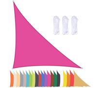 Voile d'ombrage triangulaire imperméable - Protection UV à 90 % avec œillets pour brise-vent - Idéal pour balcon, terrasse, jardin, plage, piscine, arrière-cour - Rose rouge, 3 x 3 x 4,3 m