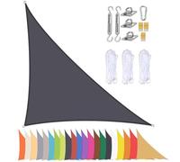 Voile d'ombrage triangulaire imperméable, protection UV à 90 %, gris foncé, 7,6 x 7,6 x 10,6 cm, parfait pour extérieur, jardin et terrasse, avec œillets pour une installation facile