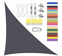 Voile d'ombrage triangulaire imperméable, protection UV à 95 % et résistante aux déchirures avec cordes, parfait pour balcon et jardin, gris foncé, 7,6 x 7,6 x 10,6 cm.