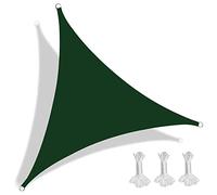 Voile d'ombrage triangulaire imperméable résistant aux UV - Vert foncé - 4,4 x 4,4 x 4,4 m - Coupe-vent - Parfait pour jardin, terrasse, balcon - Protection solaire pour l'extérieur