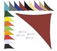 Voile d'ombrage triangulaire imperméable, résistante aux intempéries, polyester de qualité supérieure, plusieurs longueurs et largeurs au choix, avec cordes de fixation, 2 x 2 x 2 m Rouge rouillé