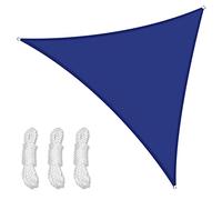 Voile d'ombrage triangulaire - Protection UV à 98 % - Imperméable - Pour extérieur, terrasse, jardin et cour - 3 x 3 x 3 m - Bleu - Idéal pour protection solaire et décoration élégante