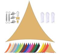 Voile d'ombrage Triangulaire Toile Ombrage Exterieur Imperméable Jardin Patio Voiles d'ombrage Auvent de Protection Solaire 90% UV Protection avec Oeillets Jaune Sable 2x2x2m