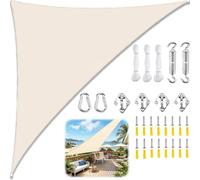 Voile d'ombrage Triangulaire, Toile Ombrage Imperméable Protection Solaire avec Kit de Fixation de Corde, Filet Dombrage Triangle pourJardin Terrasse Balcon Extérieur-Creamy-White||4.5x4.5x4.5M