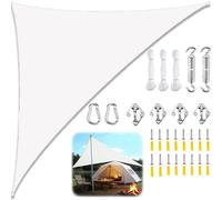 Voile d'ombrage Triangulaire, Toile Ombrage Imperméable Protection Solaire avec Kit de Fixation de Corde, Filet Dombrage Triangle pourJardin Terrasse Balcon Extérieur-White||5x5x5M