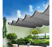 Voile d'Ombre de Vague Rétractable,Couverture d'Ombre Ventilation en Forme de U,Tissu d'Ombre,Auvent Protection Solaire à 95%,pour Pergola en Bois,avec Kit de Montage (1x14m)