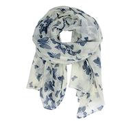 Voile Écharpe Longue Doux Foulard avec (Bleu + Blanc)
