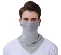 Voile en soie glacée, Masque de protection solaire 2 pièces, demi-visage, col en maille, été, nylon fin, multi 24x37cm
