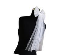 Voile étincelant avec nœud et perles cloutées pour concours de beauté, bal de fin d'année, bijoux de cheveux avec perles élégantes pour un usage quotidien