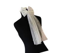 Voile étincelant avec nœud et perles cloutées pour concours de beauté, bal de fin d'année, bijoux de cheveux avec perles élégantes pour un usage quotidien