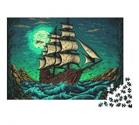 Voile fantôme sous la Lune Puzzle en Bois Imperméable Puzzles De 1000 Pièces pour Adultes Coloré Jeux Éducatifs