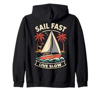 Voile Fast Live Slow Captain Boat Donne Nautique Sweat à Capuche