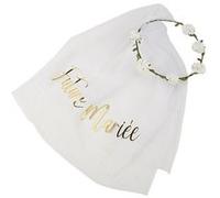 voile future mariée couronne fleurs 18x60cm blanc - artifetes 93700 Blanc G