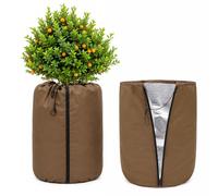 Voile Hivernage Plante Exterieur, 50 x 45cm Réutilisable Voile d' Hivernage | 2 Pièces Housse Hivernage Plante Exterieur en Pot, Fermeture Éclair et Cordon de Serrage, Brun Protection Plante Hivernage