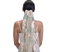 Voile MariéE Voiles de mariée à fleurs ivoire blanc longs accessoires sauvages for mariées jardin vert Marier(Light Champagne,300cm)