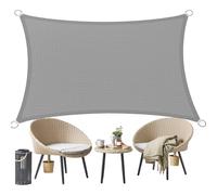 Voile Ombrage 120 x 180 cm 95% UV Protection, Résistant, Protection Solaire, Rectangulaire Toile Ombrage Extérieure avec Corde pour Jardin Patio Extérieur Terrasse Pergola, Gris Clair