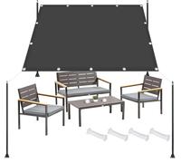 Voile Ombrage 220 x 500 cm Robuste et Stable, Anti UV, Imperméable, Voile d'ombrage Carré Balcon Couverture avec Oeillets et Cordons pour La Cour de Jardin en Plein Air, Gris Foncé