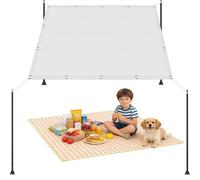 Voile Ombrage 220 x 650 cm Imperméable, Anti 98% UV, Protection Solaire, Polyester Anti-Déchirure, Couverture de Tissu D'Ombre, avec Œillets et Cordes pour Jardin Balcon, Blanc