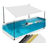 Voile Ombrage 260 x 490 cm Imperméable, Anti 98% UV, Protection Solaire, Polyester Anti-Déchirure, Couverture de Tissu D'Ombre, avec Œillets et Cordes pour Patio Extérieur, Blanc