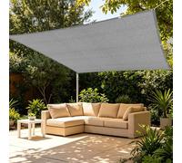 Voile Ombrage 3 x 3.1 m Vent et Perméable à l'eau Filet D’Ombrage Rectangulaire Plusieurs Tailles pour Serre, Terrasse, Plantes, Poulailler, Coupe, Gris Clair