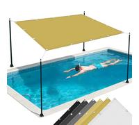 Voile Ombrage 370 x 490 cm Imperméable, Anti 98% UV, Protection Solaire, Polyester Anti-Déchirure, Couverture de Tissu D'Ombre, avec Œillets et Cordes pour Jardin Balcon, Jaune Sable