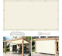 Voile Ombrage Imperméable Rectangulaire 1.8x4M Toile D'ombrage Filet D'ombrage Bâche Ombrage Polyester Protection UV Solaire pour Jardin Balcons Terrasse Pergola avec Oeillet Cordon Crème