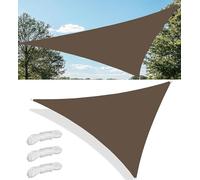 Voile Ombrage Imperméable Triangulaire Protection 95% UV Résistant Toile D'ombrages Polyester Aux Déchirures avec 3 Cordes Fixes pour Patio Jardin Terrasse Extérieur Balcon 3.6x3.6x5.1M Brun