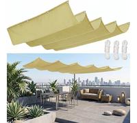 Voile Ombrage Rectangulaire Imperméable 70x250cm Toile d'Ombrage Rétractable Vague,Tissu Oxford sans Couture Centrale Cour Jardin Jaune Sable