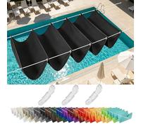 Voile Ombrage Rétractable 0.85 x 13.4 m Protéger du Soleil, Résistant à La Pluie, Anti-Déchirure, Anti-UV, Voile Rétractable Wave avec Œillets et Corde pour Jardins Gazebo, Noir
