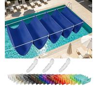 Voile Ombrage Rétractable 3.7 x 8.2 m Protéger du Soleil, Résistant à La Pluie, Anti-Déchirure, Anti-UV, Voile Rétractable Wave avec Œillets et Corde pour Jardins Gazebo, Bleu Foncé