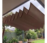 Voile Ombrage Rétractable Vague 0.7 x 3.6 m avec Oeillets et Cordons Voile d'ombrage Rétractable à Vagues Imperméable Protection UV pour Toit de Terrasse, Pavillon, Brun