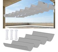 Voile Ombrage Retractable Vague 1.2 x 1.7 m Imperméable, Protection UV, Protection Solaire, Indéchirable, Pergola de Rechange avec Œillets et Corde, pour Jardin Terrasse, Gris Clair