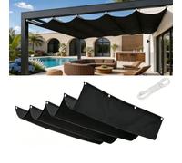 Voile Ombrage Rétractable Vague 1.7 x 2.5 m Rectangulaire Imperméable Anti-UV et Indéchirable Contre Le Vent Bâche Ombrage Filet pour Patio Jardin Terrasse, Noir