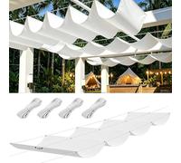 Voile Ombrage Rétractable Vague 1.9 x 21 m Rectangulaire Imperméable UV Protection Voiles Ombrages avec Oeillets et Cordons pour Patio Jardin Terrasse, Blanc