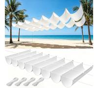 Voile Ombrage Rétractable Vague 1.9 x 3 m Polyester Protection UV Protection Solaire Toile Parasol, Filet Dombrage avec Oeillets et Cordons pour Patio Jardin Terrasse, Blanc
